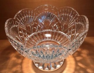 Vintage Shannon Crystal By Godinger Pedestal Scalloped Fruit Bowl