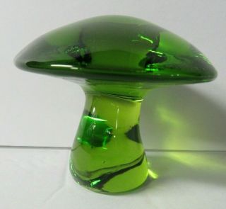 Vintage Viking Small Green Glass Mushroom 2 1/4 