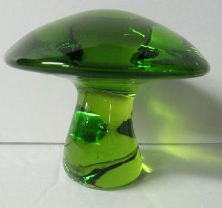 Vintage Viking Small Green Glass Mushroom 2 1/4 