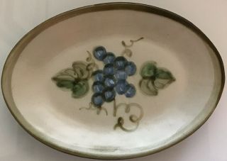 John B.  Taylor Small Oval Platter Blue Grapes/greenrim Louisville Stoneware 10”