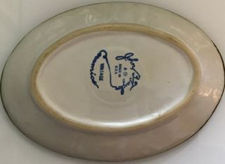 John B.  Taylor Small Oval Platter Blue Grapes/GreenRim Louisville Stoneware 10” 2