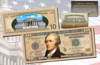 Legal Tender Colorized 2 - Sided $10 Ten - Dollar U.  S.  Bill