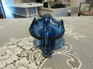 Vintage Murano Art Glass Cobalt Blue Hand Blown Swan Made In Italy