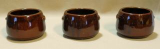 Westbend Vintage Set Of 3 Brown Glazed Stoneware Individual Crocks Bean/bowls