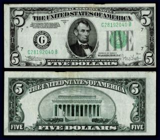 1934 - C $5 Dollar Bill Federal Reserve Note Xf