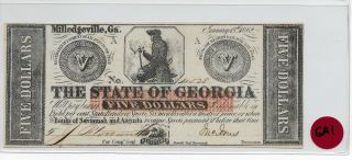 1862 $5 Five Dollars The State Of Georgia Milledgeville,  Ga Obsolete Au Ga - 1