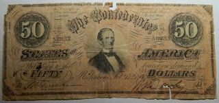 1864 Confederate $50 Richmond,  Virginia Currency Lll1