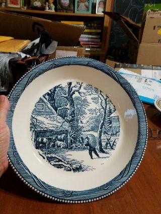 Royal China Currier And Ives Pie Baker 10 " A Snowy Morning 1978
