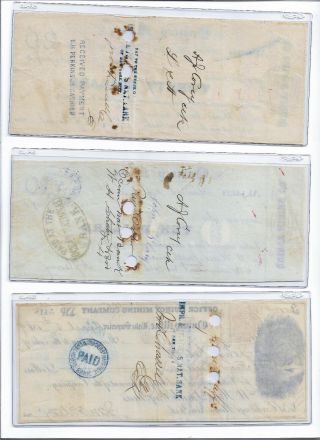 1860s $10,  $20,  $500 QUINCY MINE,  Michigan,  Copper Mining Scrip Set 2