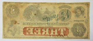1862 $3 Three Dollar Somerset Worcester Bank Salisbury MD Banknote 2