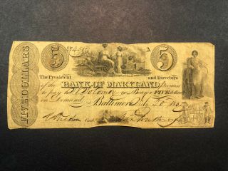 Obsolete Currency 1832 The Bank Of Maryland,  Baltimore - Countersigned At S/n