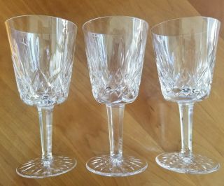 3 Three Lismore By Waterford Crystal Water Goblets 8 Oz 6 7/8 " Tall - Set Of 3