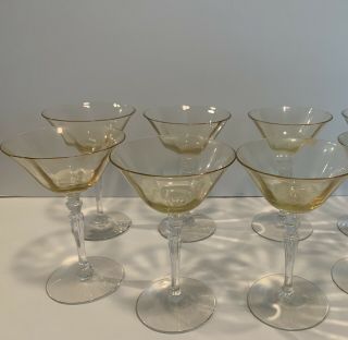 Fostoria 6 Topaz Elegant Period Glass Stem Champagne Glass Cups,  Wine,  Dessert