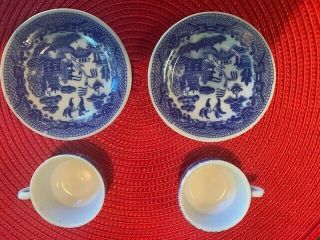 2 - Blue Willow Mini Tea Cups and Saucers - Japan 2