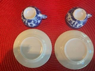 2 - Blue Willow Mini Tea Cups and Saucers - Japan 3