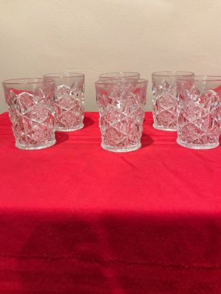 Vintage Cut Glass Crystal Set Of 6 Glasses
