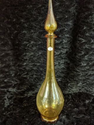 Vintage Genie Decanter Bottle Mid Century Amber Glass Guild Craft Italy