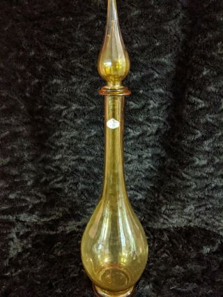 Vintage Genie Decanter Bottle Mid Century Amber Glass Guild Craft Italy 2