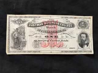1800’s Us Fractional Currency - 1 Dollar Note - Eastman College Bank - Obsolete