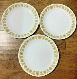 Vintage 8 Piece Pyrex Corelle Butterfly Gold Milk Glass Plates - Saucers - Bowl