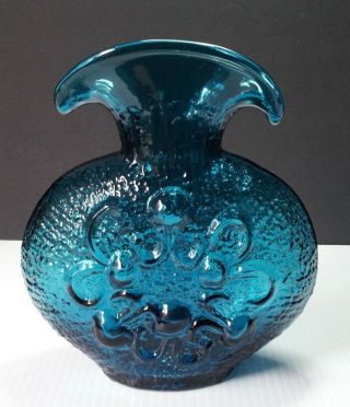 Vintage Design Mid Century Blue Art Glass Vase Wayne Husted Blenko For Stelvia
