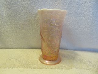 Fenton Peacock Vase 8 " Champagne Pink Opalescent