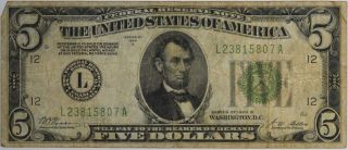 1928 - B $5 Federal Reserve Note San Francisco,  Ca $5 - Circulated -