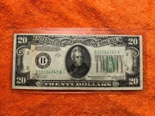 Series Of 1934 A Ny Us $20 Federal Reserve Note In Pvc Holder B35104742a