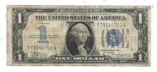 1934 $1 BLUE Seal Silver Certificate FUNNY BACK Old US Paper Money FINE 2