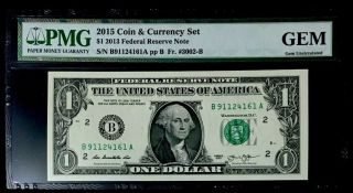 $1 2015 Coin & Currency Set (note Only) - Pmg Graded Gem Uncirculated
