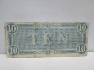 1864 CONFEDERATE STATES $10 LARGE NOTE 2