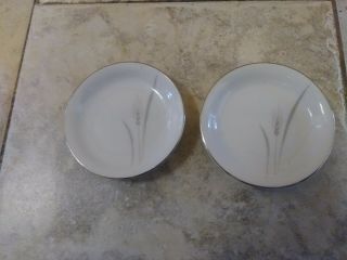 2 Small Vintage Platinum Wheat Fine China Japan Butter Plates