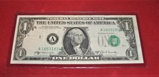1969 B Misprint Error Misaligned $1 Dollar Bill
