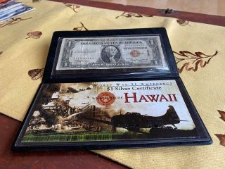 1935a $1 Hawaii Brown Seal Silver Certificate Ww2 Emergency Currency With Case