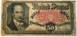 1875 50 Cent Fractional Currency,  5th Issue,  Fr 1381,  William Crawford