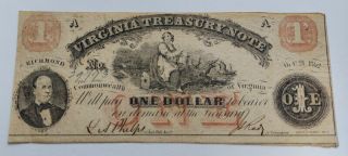 1862 Bank Of Commonwealth Richmond Virginia $5 Bill Note