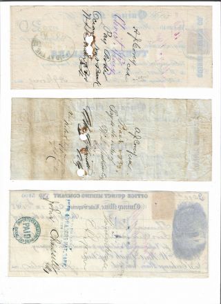 1860s $10,  $20,  $200 QUINCY MINE,  Michigan,  Copper Mining Scrip Set 2