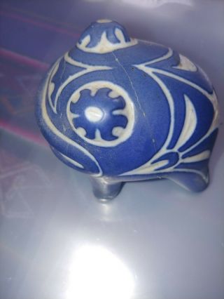 Pablo Zabal Chile Pottery Frog Signed Blue & White Vintage