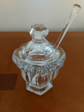 Vintage Baccarat Jam Jelly Jar With Lid And Spoon