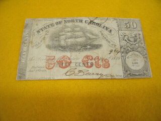 F - Csa 1864 - The State Of North Carolina - 50 Cents - Obsolete Note - Nr