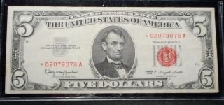 1963 $5 " Star Note " Red Seal United States Note - Xf