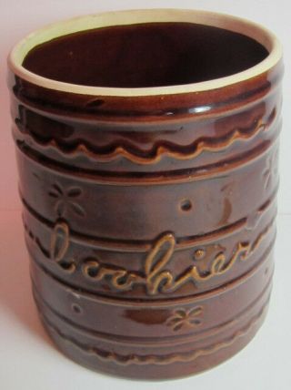 Vintage Marcrest Cookie Jar Utensil Holder Stoneware Oven Proof 8 " Brown