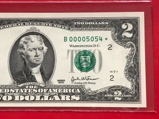 2003 Star Note $2 Dollar Bill (york) Low Serial 0000.  Uncirculated