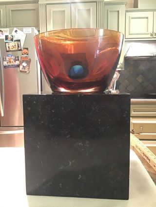 Amber With Turquoise Waterford Crystal Evolution 5 Inches Tall 8 Inches Across