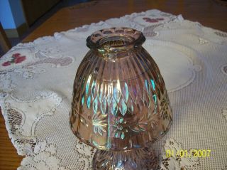 Fairy Lamp 3 Piece Purple Iridescent Carnival Glass Floral & Rib Pattern 2