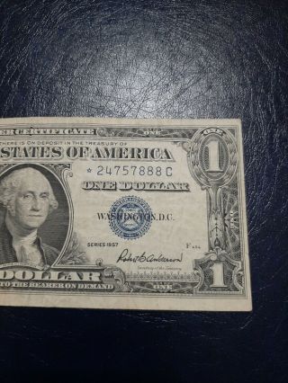 Error Off Center Star One Dollar 1957 Silver Certificates Very Good Conditi