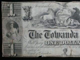 1841 $1 One Dollar note from The Towanda Bank,  Bradford County,  Pennsylvania 3