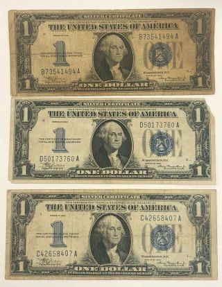 Three $1 Silver Certificates - Series Of 1934