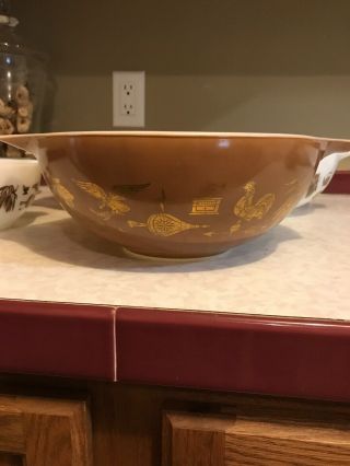 vtg pyrex Early Americana cinderella 4 pc nesting mixing bowls spout brown white 2
