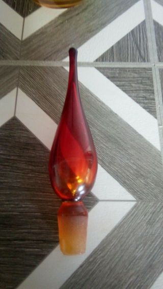 Vintage Amberina TANGERINE BLENKO GLASS DECANTER Art Bottle Vase 17” 3
